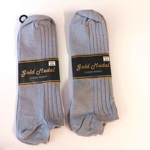 VTG Gold Medal Ankle Socks Lot Cropped USA Made Size 10-13 Gray Cotton Nylon 80s